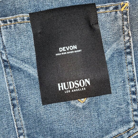HUDSON Los Angeles DEVON High Rise Biker Short Let it Ride Denim Jean Shorts  26 - Picture 5 of 10